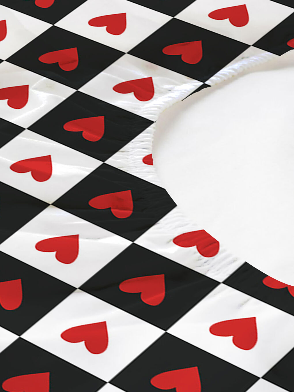 Karışık Kalp Desenli Baskılı 180x200 Çift Kişilik Lastikli Çarşaf Seti-1