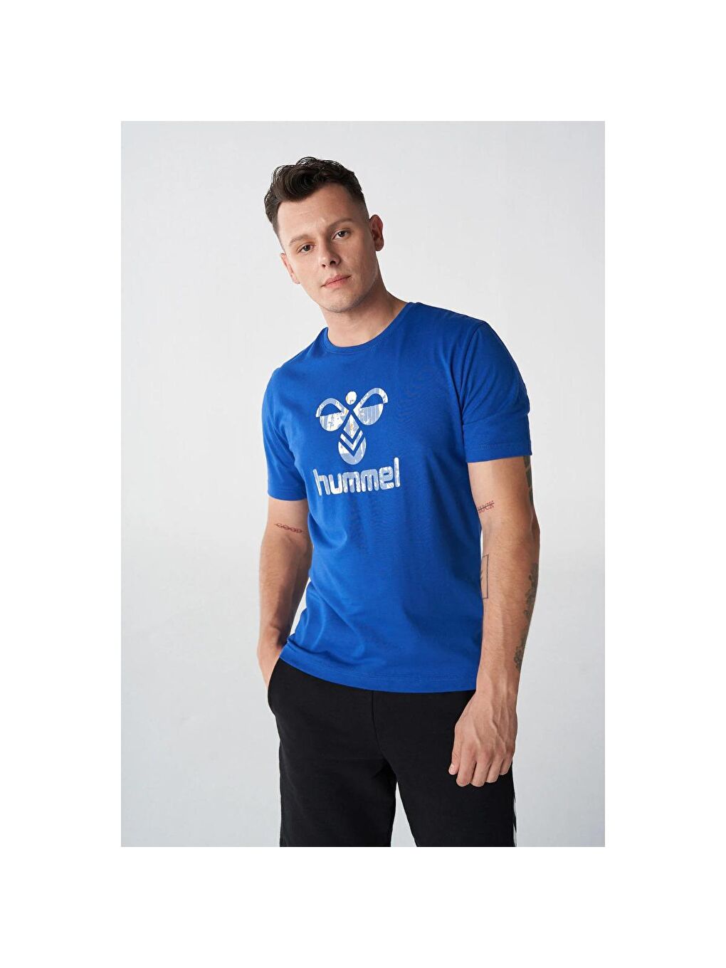 Grunge Erkek Mavi Yuvarlak Yaka Spor Tişört