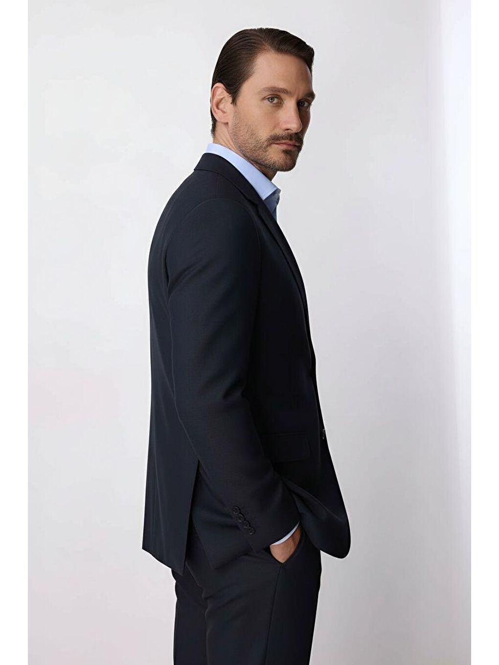 Erkek Lacivert Regular Fit Klasik Takım Elbise-1