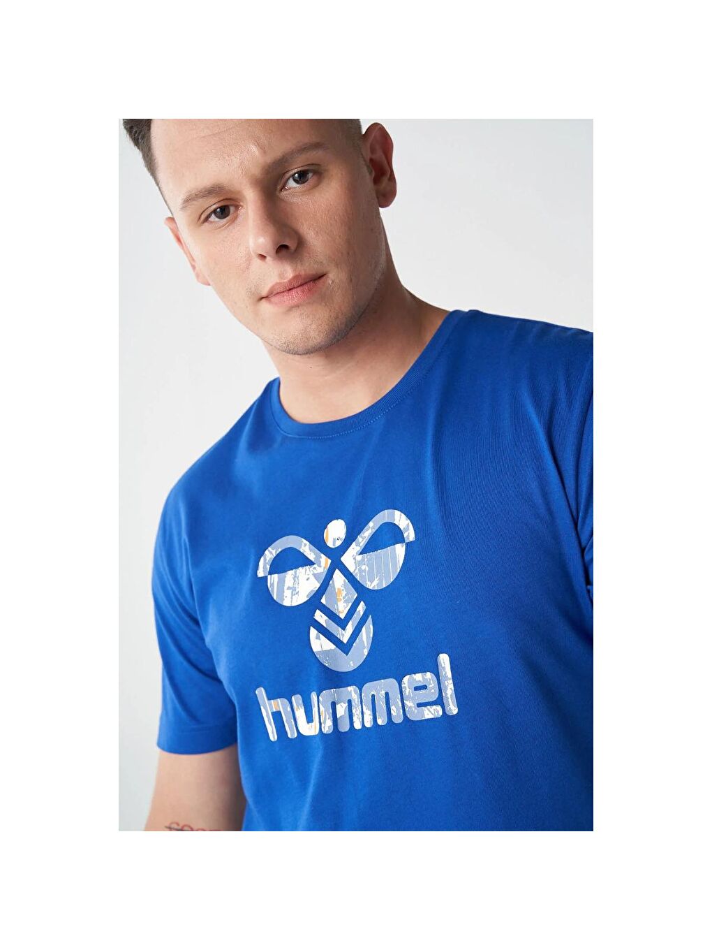 Grunge Erkek Mavi Yuvarlak Yaka Spor Tişört-1