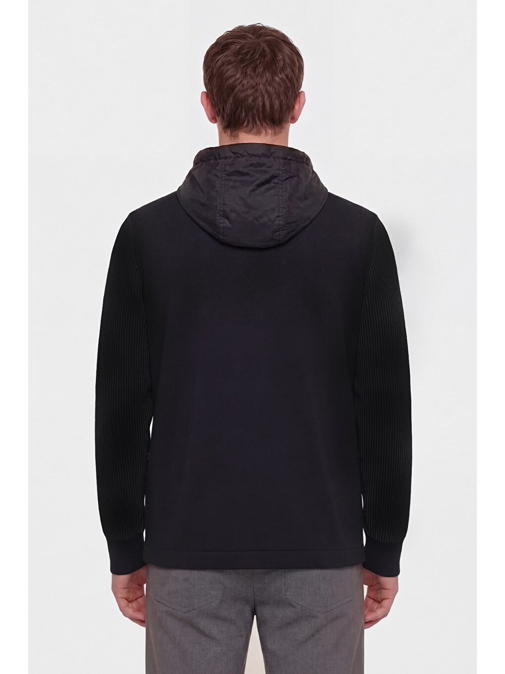 Giotelli Erkek Siyah Normal Kesim Regular Fit Fleto Kapaklı Cep Kapüşonlu Sweatshirt-3