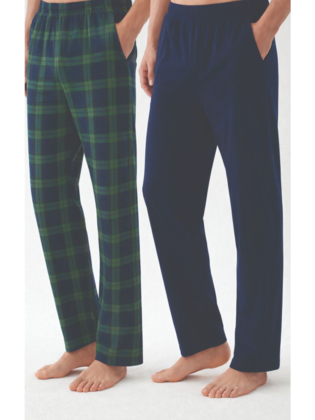 Lacivert Erkek Pamuklu 2'li Tek Alt Pijama