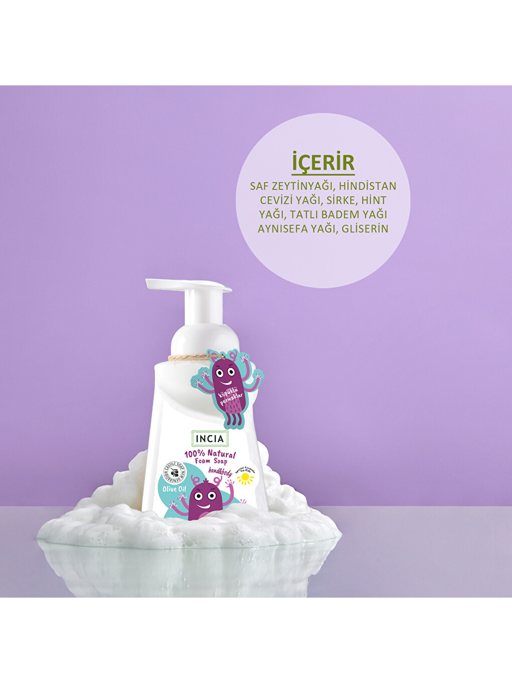 %100 Doğal Köpük Kastil Sabunu Çocuklar İçin Zeytinyağlı 10 Bitkisel Değerli Yağ Vegan 200 Ml-2