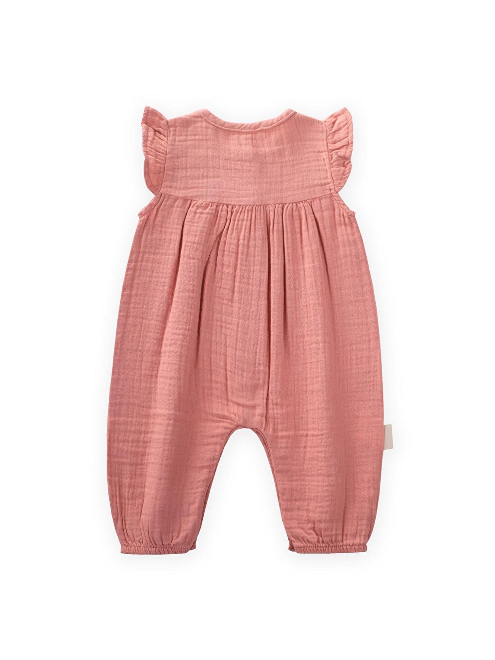 Turuncu Organik Nakışlı Müslin Tulum 0-3 Yaş Yavruağzı-1