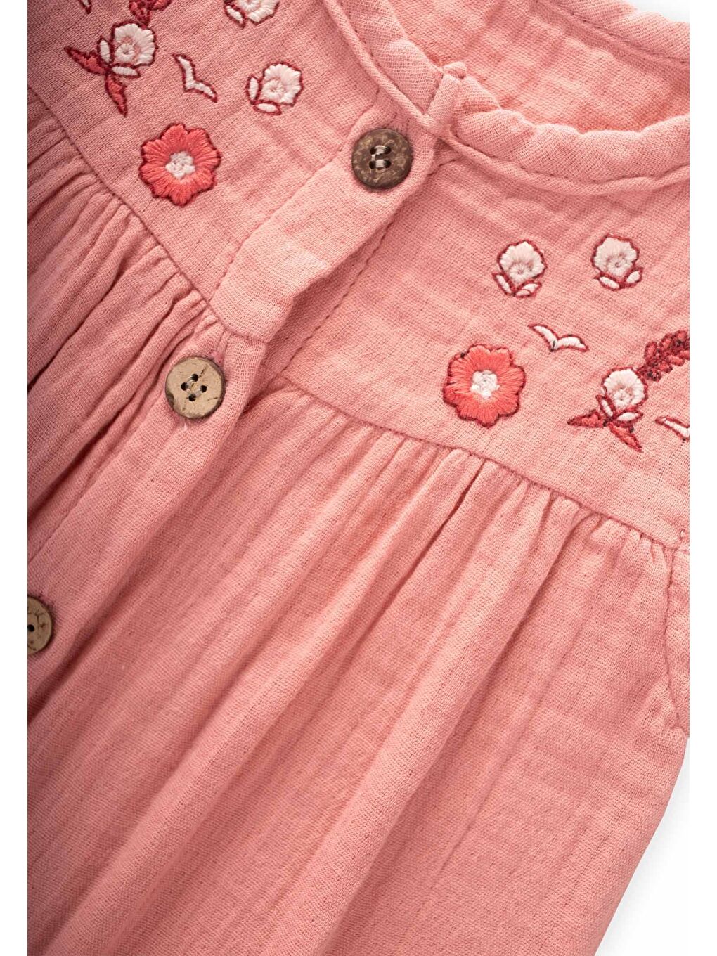 Turuncu Organik Nakışlı Müslin Tulum 0-3 Yaş Yavruağzı-2