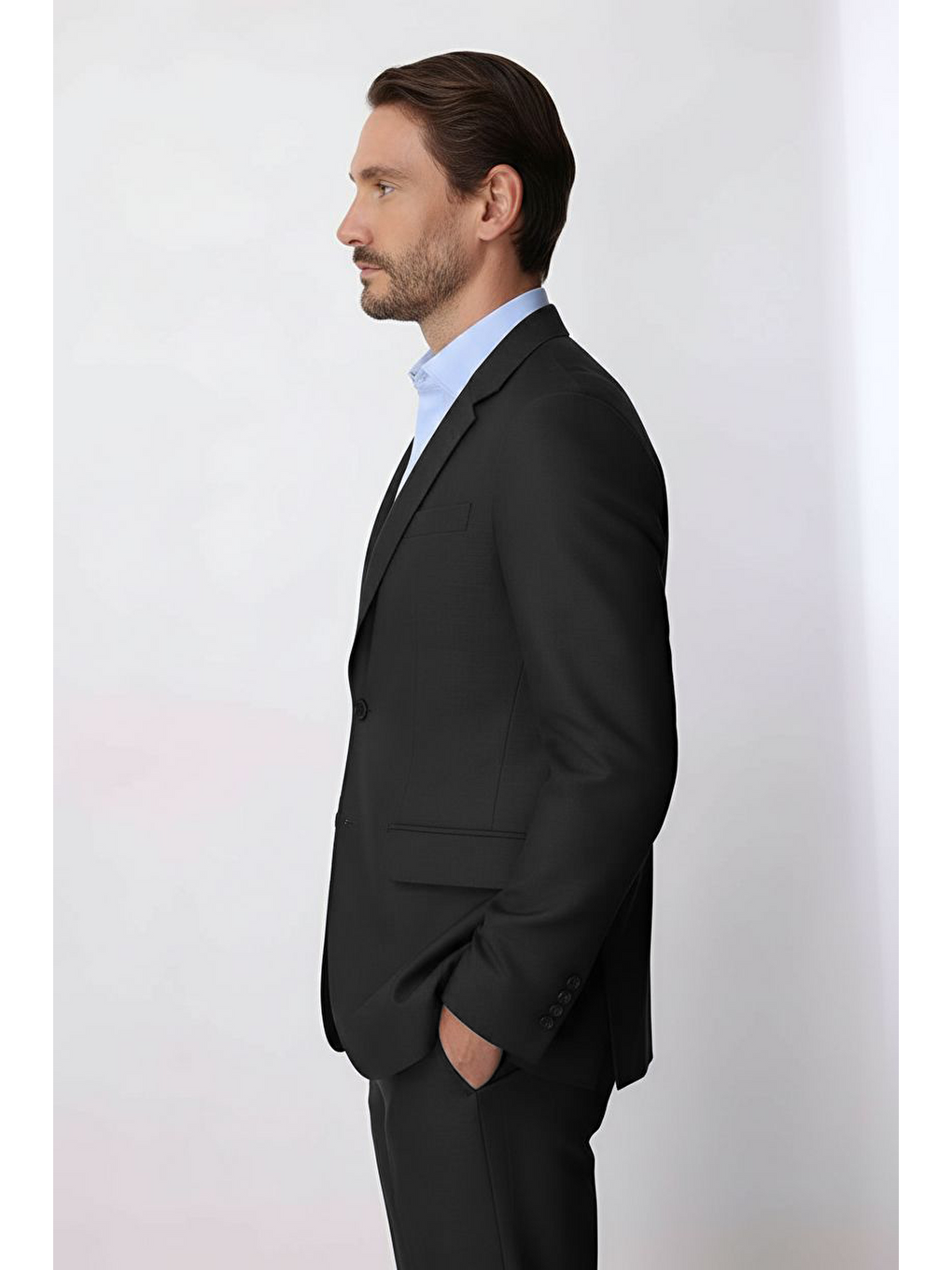 Gri Erkek Füme Bari (4 Drop) Klasik Takım Elbise-1