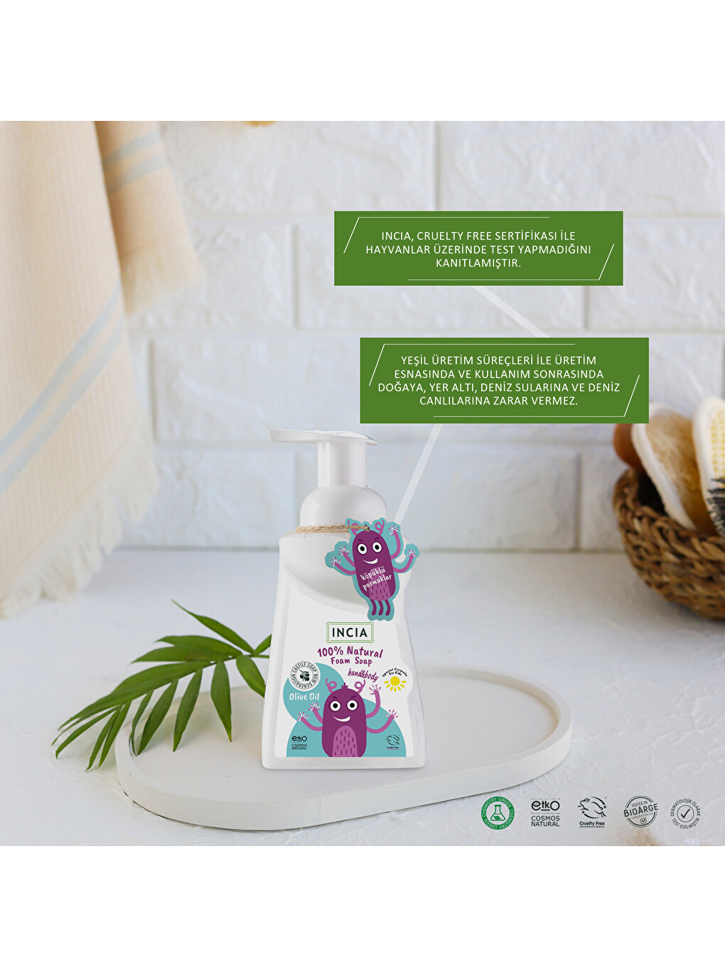 %100 Doğal Köpük Kastil Sabunu Çocuklar İçin Zeytinyağlı 10 Bitkisel Değerli Yağ Vegan 200 Ml-5