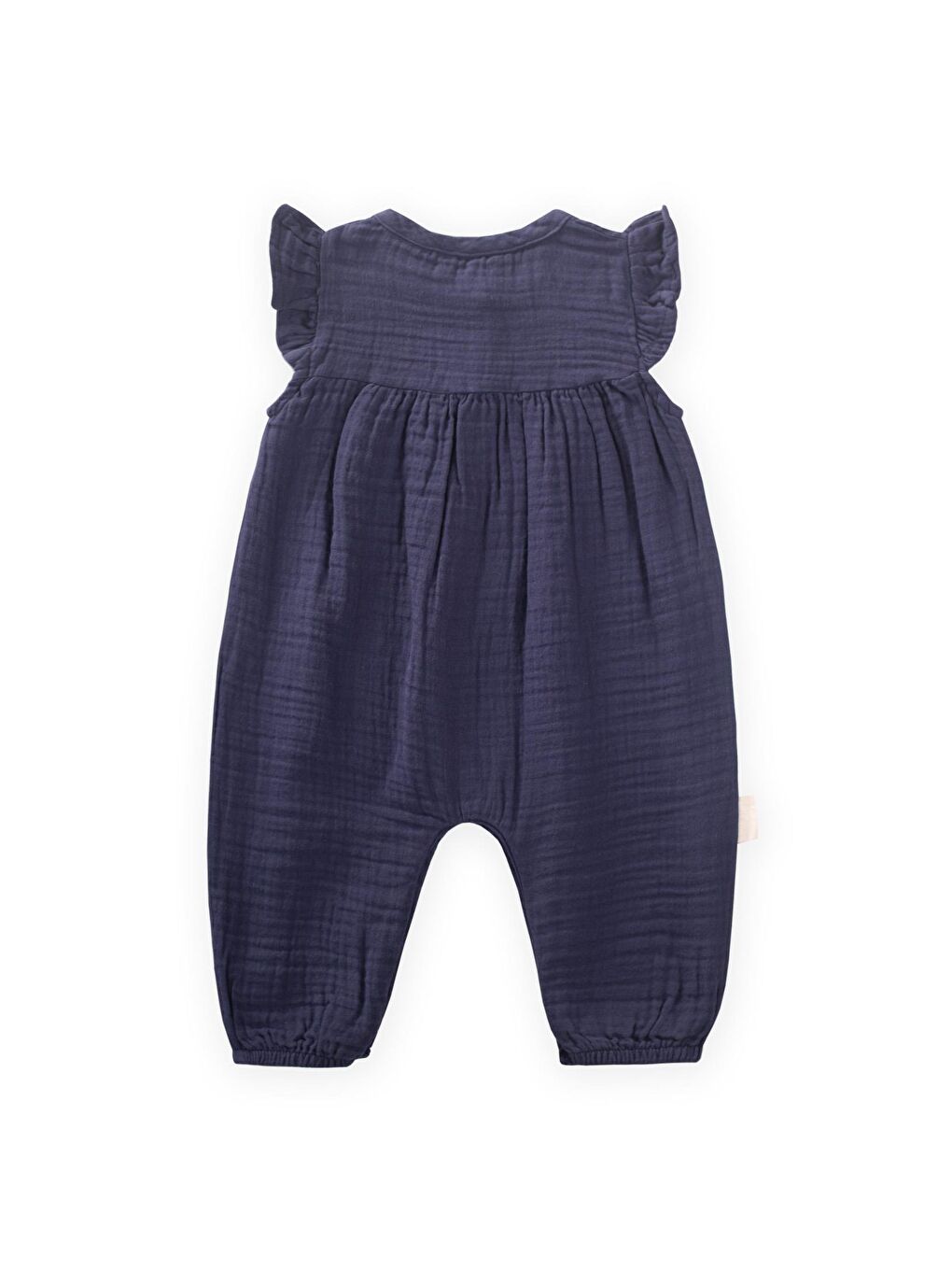 Organik Nakışlı Müslin Tulum 0-3 Yaş Lacivert-1