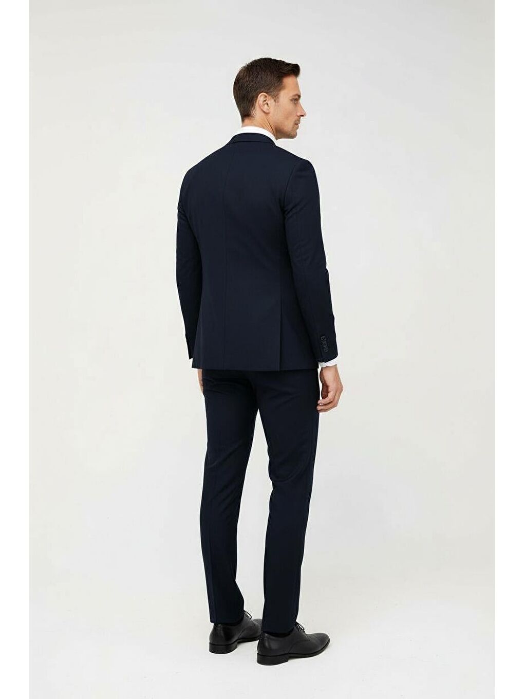 Erkek Lacivert Slim Fit Dar Kalıp Klasik Takım Elbise-4