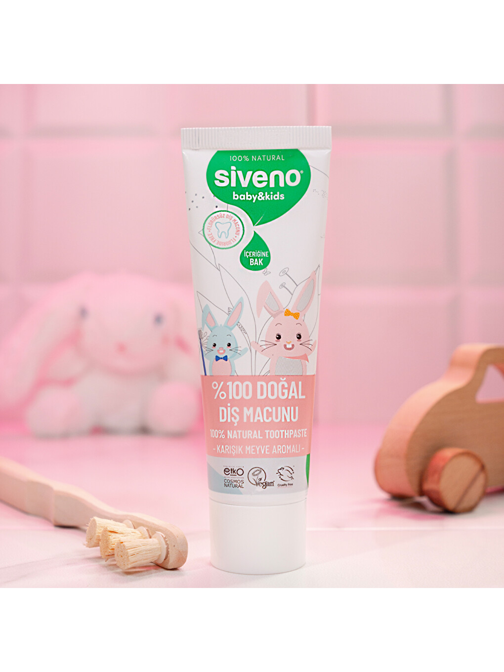 %100 Doğal Diş Macunu Bebek Ve Çocuk İçin Karışık Meyve Aromalı Florürsüz 50 Ml-1