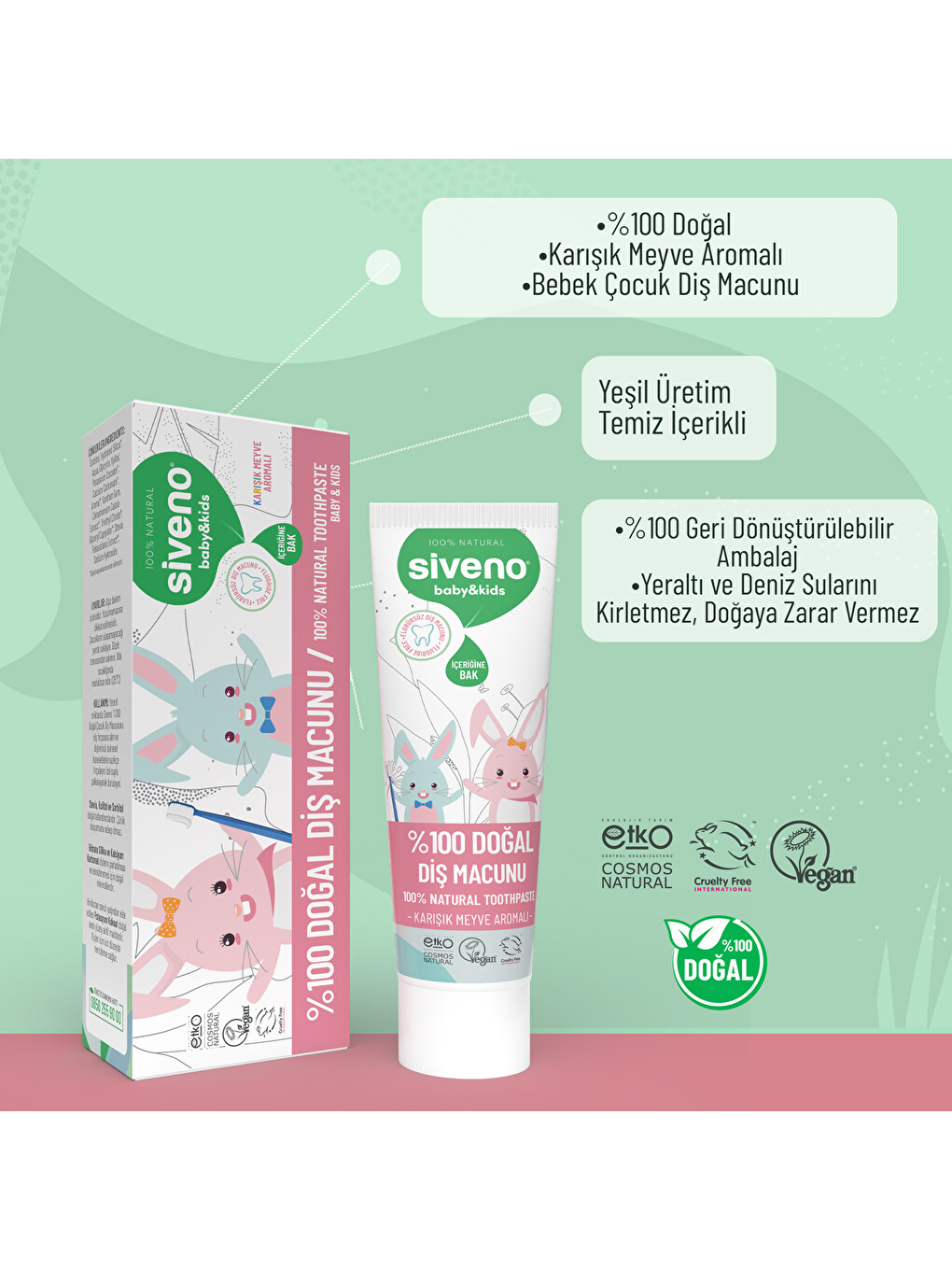 %100 Doğal Diş Macunu Bebek Ve Çocuk İçin Karışık Meyve Aromalı Florürsüz 50 Ml-6