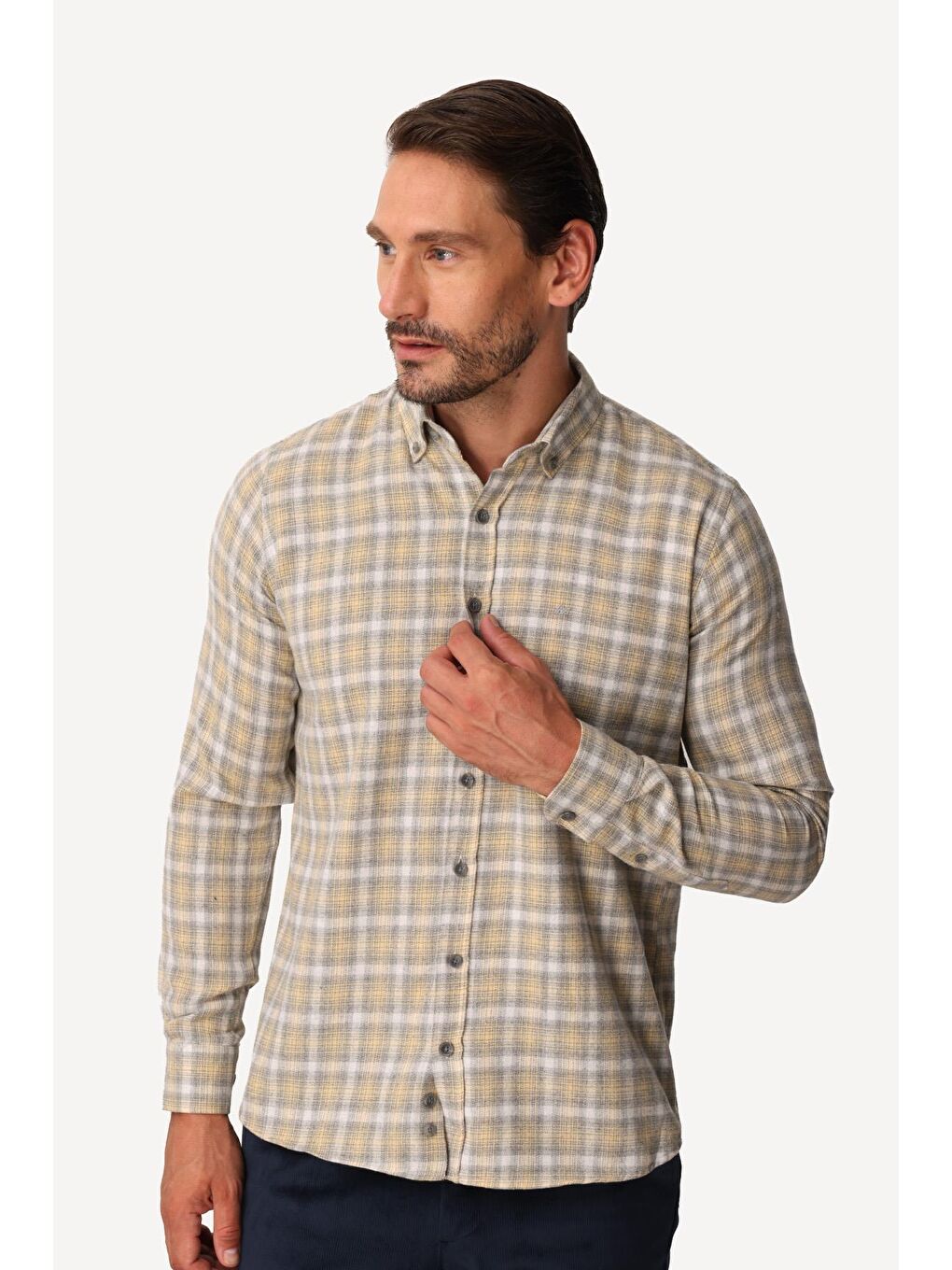 Sarı Erkek Sari Dynamic Fit Düğmelİ Yaka Gömlek-6