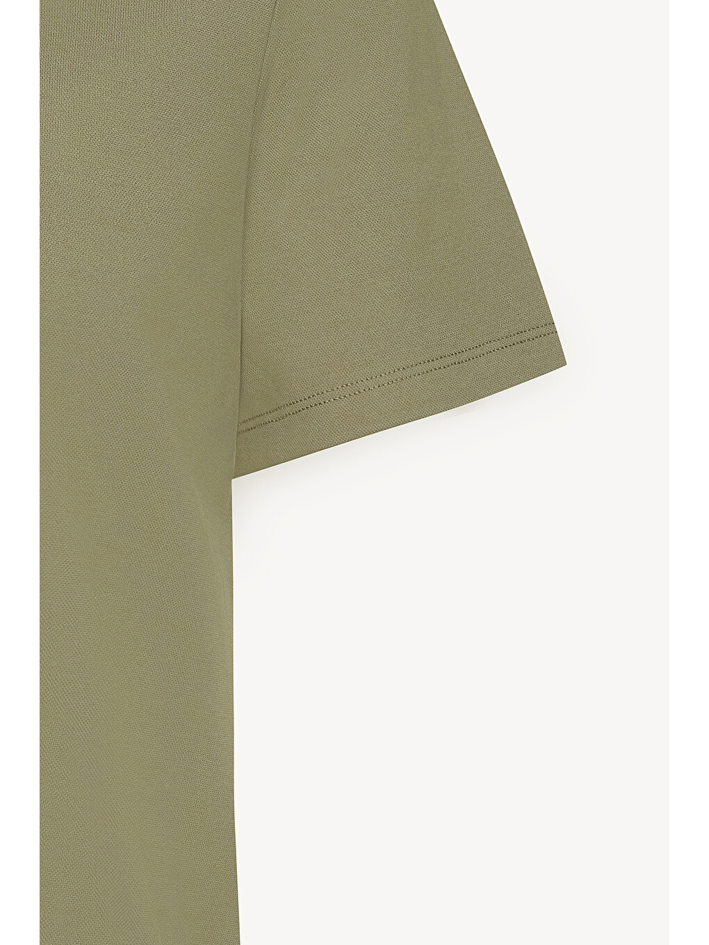 Erkek Haki Slim Fit Dar Kesim Bisiklet Yaka Pamuklu Tişört-7