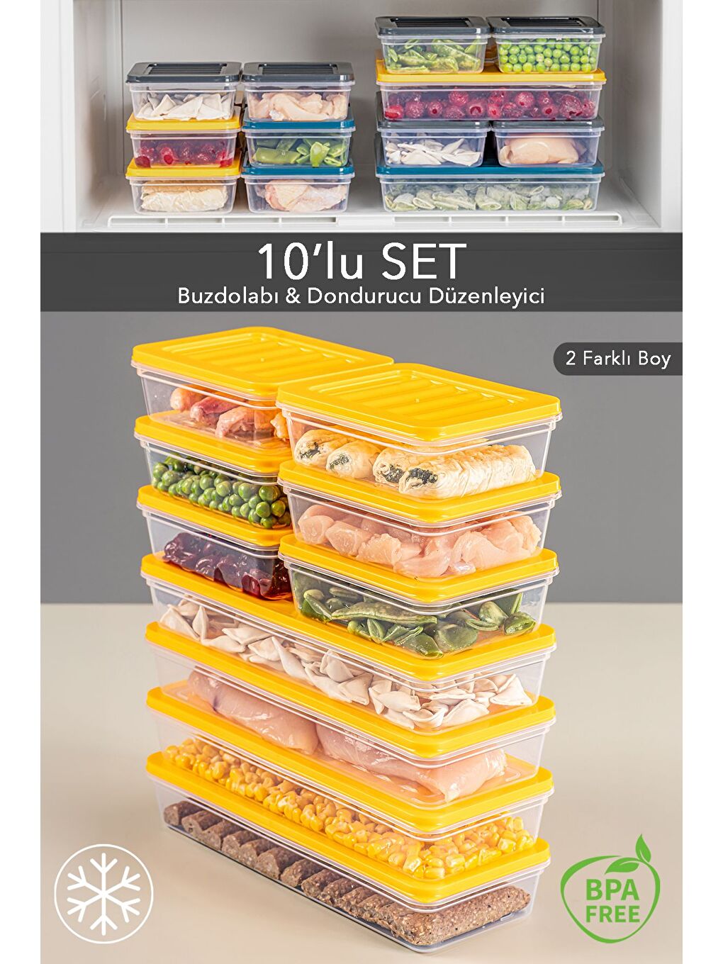 10'lu erzak Kabı Sarı 4 x 1170 ml 6 x 600 ml