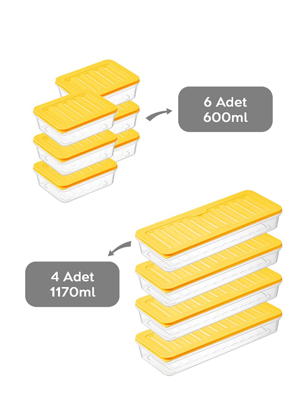 10'lu erzak Kabı Sarı 4 x 1170 ml 6 x 600 ml-1