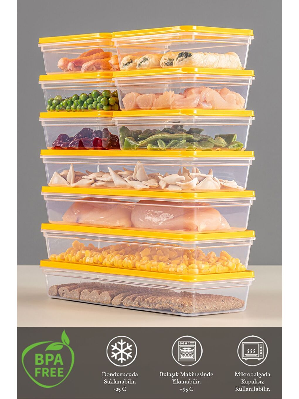 10'lu erzak Kabı Sarı 4 x 1170 ml 6 x 600 ml-2