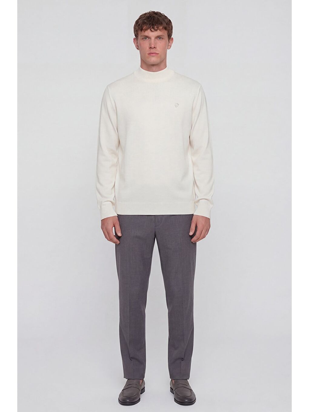 Giotelli Erkek Ekru Polo Yaka Regular Fit Pamuk Karışımlı Triko Kazak-1