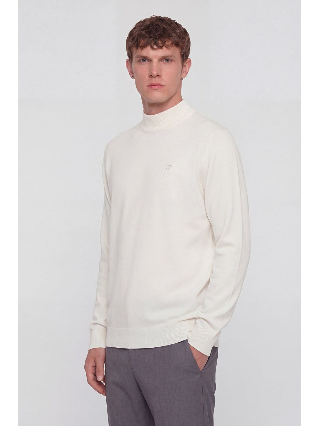 Giotelli Erkek Ekru Polo Yaka Regular Fit Pamuk Karışımlı Triko Kazak-2