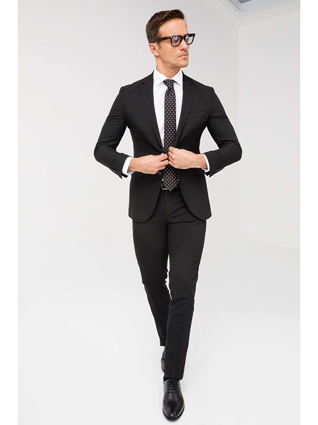 Erkek Siyah Slim Fit Dar Kalıp Klasik Takım Elbise