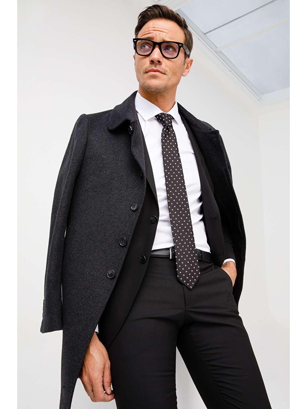 Erkek Siyah Slim Fit Dar Kalıp Klasik Takım Elbise-2