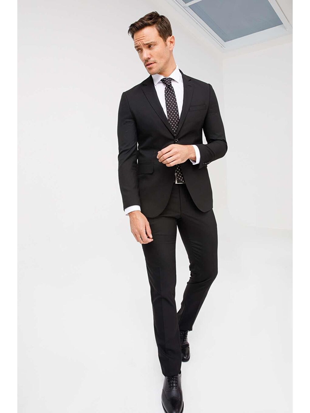 Erkek Siyah Slim Fit Dar Kalıp Klasik Takım Elbise-3