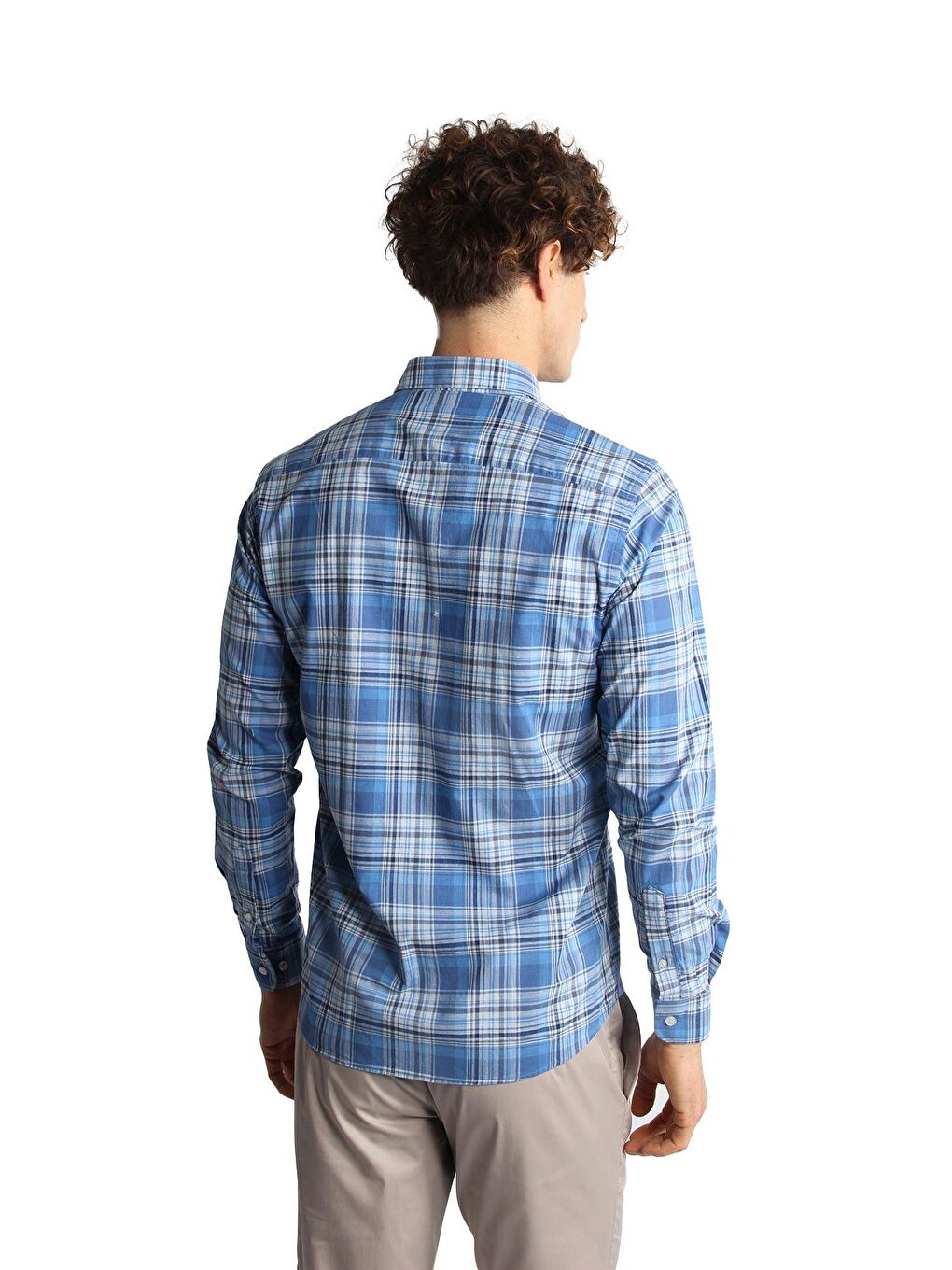 Mavi Dynamic Fit  Düğmeli Yaka Ekose Uzun Kollu Cepsiz %100 Pamuk Gömlek-4