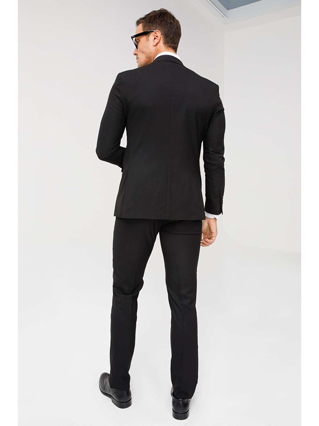 Erkek Siyah Slim Fit Dar Kalıp Klasik Takım Elbise-6