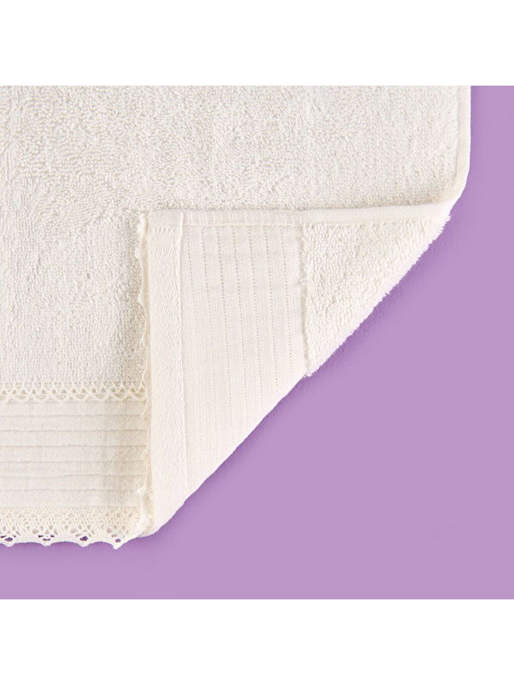 Soft French Cottage Kroşeli Yüz Havlusu - Ekru - 50x90 cm-1