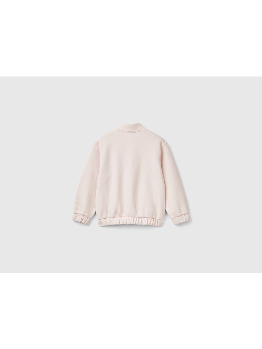 United Colors Of Benetton Kız Çocuk Toz Pembe Önü Baskılı Etek Ucu ve Bilekleri Lastikli Dik Yaka Sweatshirt - 1