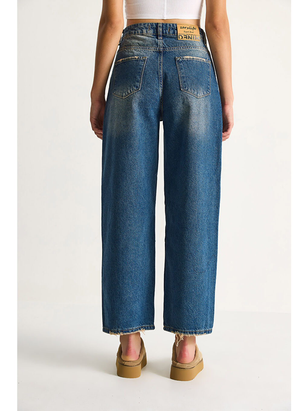 Mavi Kadın Baggy Fit Yüksek Bel Düz Paça Denim Pantolon-6