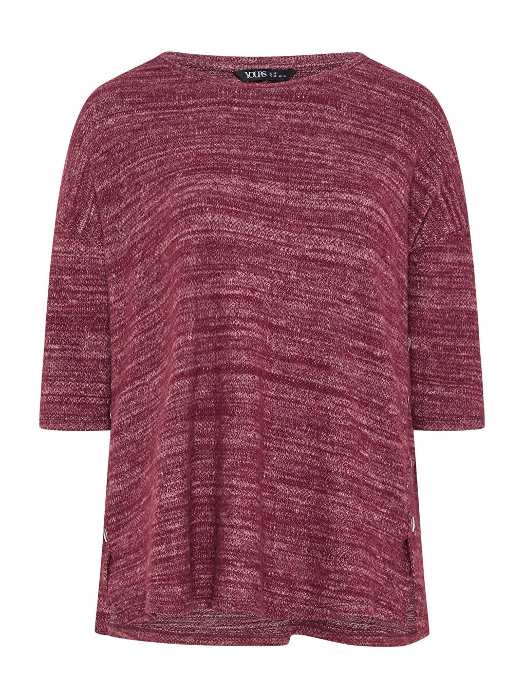 Mor Büyük Beden Bisiklet Yaka Yarım Kol Düğme Detaylı Sweatshirt 304438-5