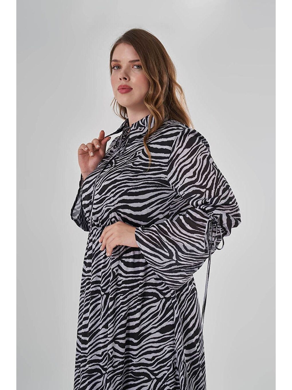 Karışık Zebra Desenli Elbise-1