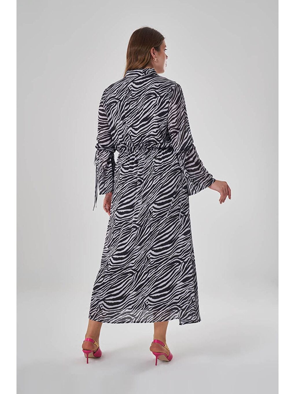 Karışık Zebra Desenli Elbise-4