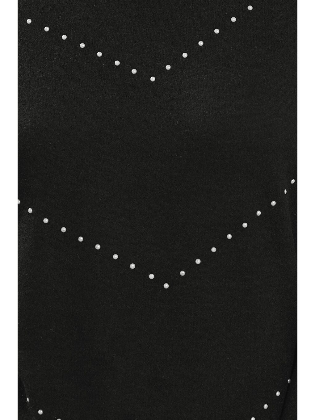 Siyah Büyük Beden Bisiklet Yaka Uzun Kollu Taşlı İnce Sweatshirt 356682-5