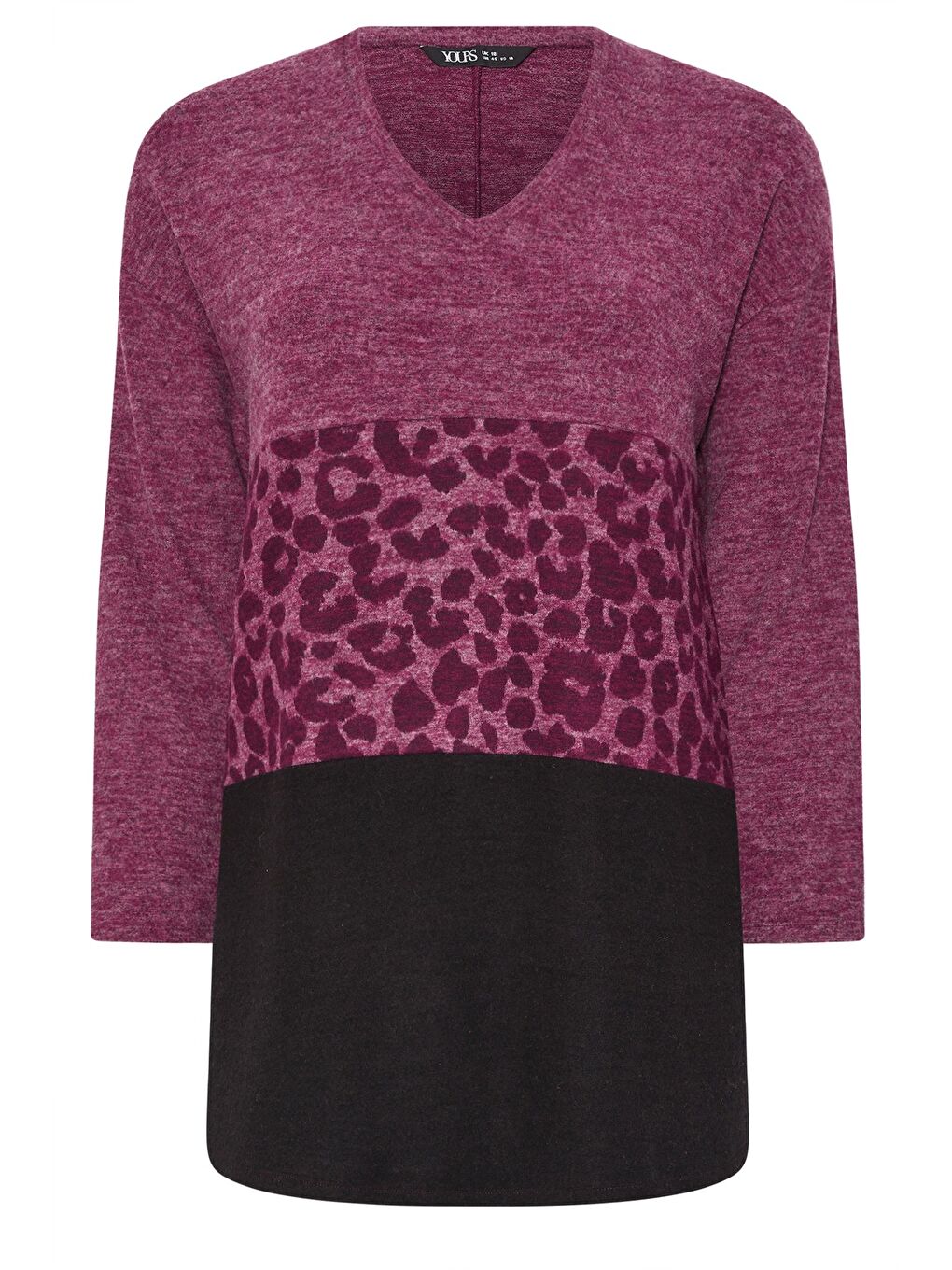 Mor Büyük Beden V Yaka Uzun Kollu Pelüş Sweatshirt 285053-5