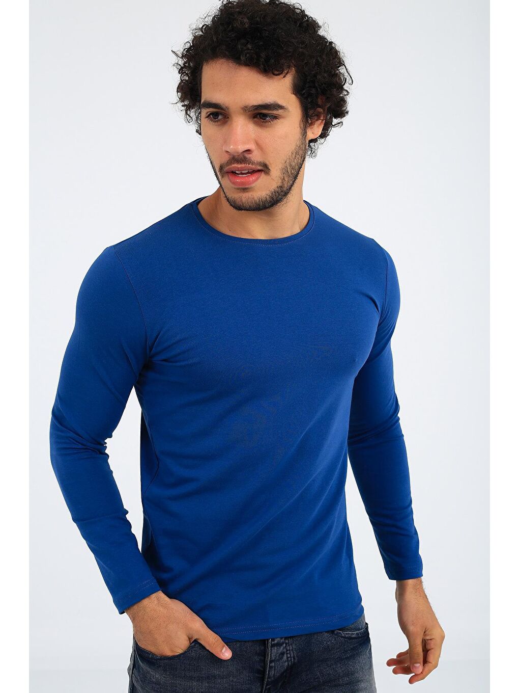 Mavi Mys Lion 4013 Slim Fit Elastanlı Uzun Kollu Basic Tshirt