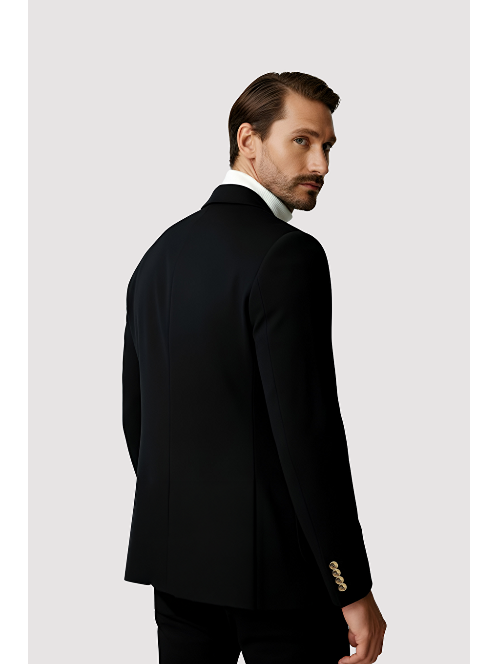 Lacivert Mono Yaka Slim Fit Dar Kalıp Erkek Ceket-1