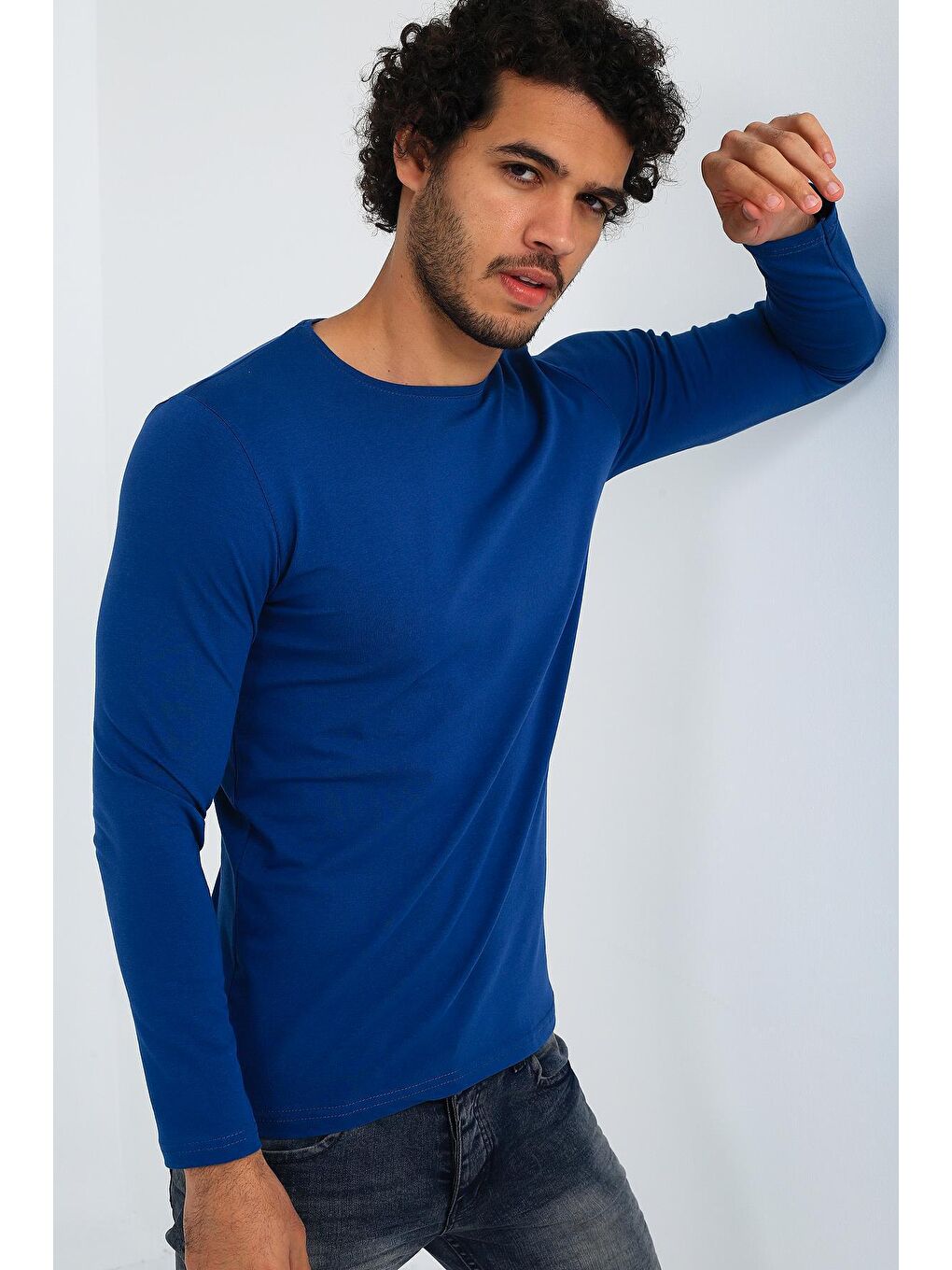 Mavi Mys Lion 4013 Slim Fit Elastanlı Uzun Kollu Basic Tshirt-1