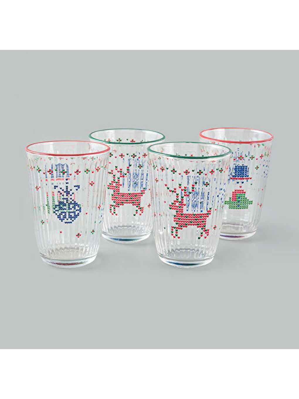 Karışık Winter Ornament 4'lü Meşrubat Bardağı Seti - Renkli - 395 ml