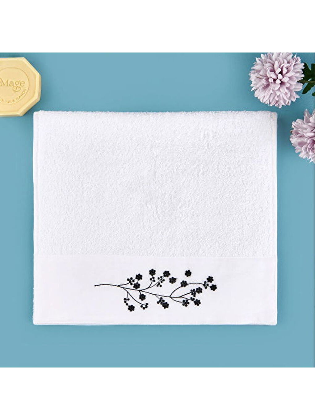 Soft French Cottage Nakışlı El Havlusu - Ekru - 30x50 cm