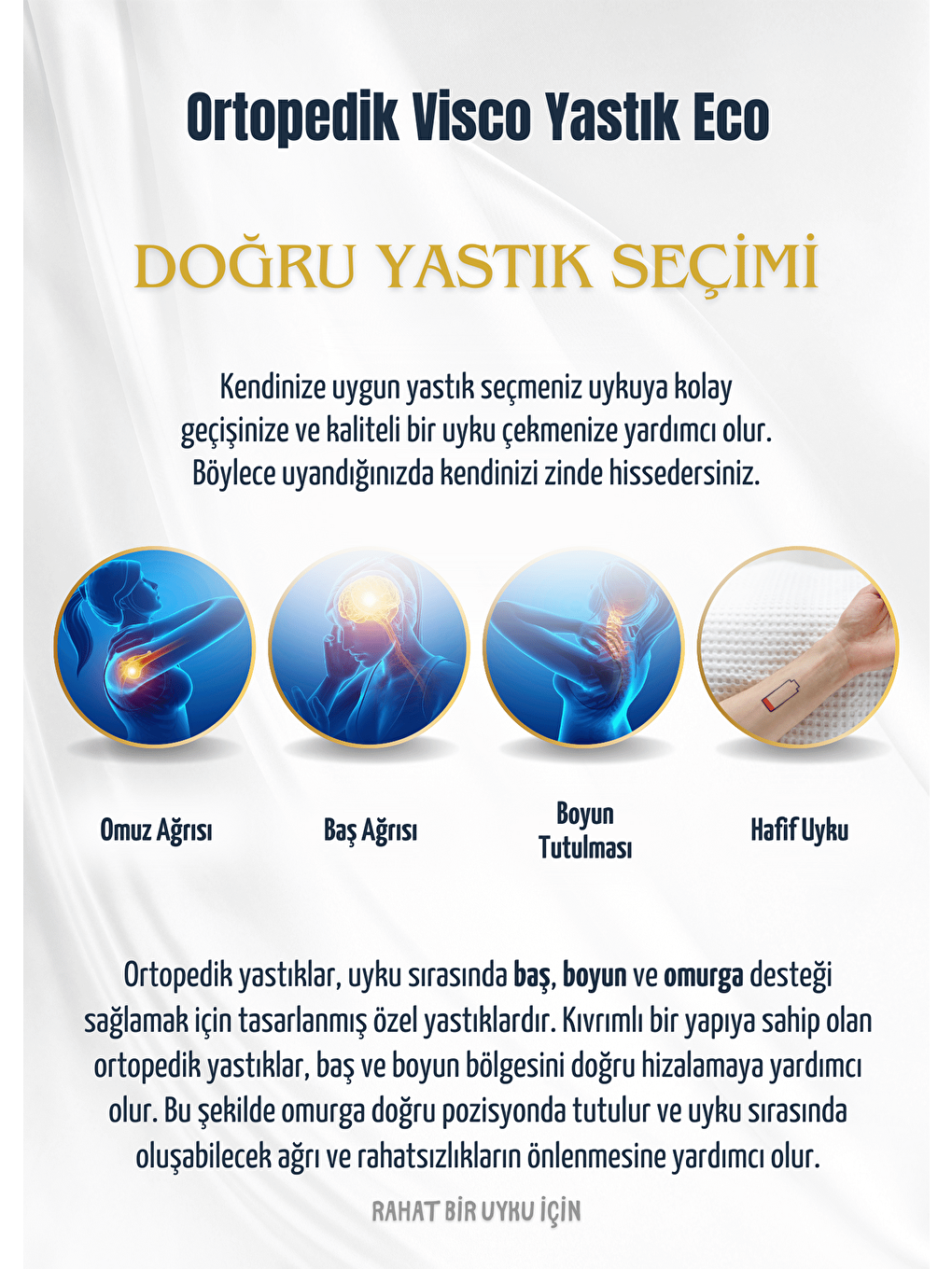 Rossav Home Beyaz Visco Ortopedik Yastık Eco - 4