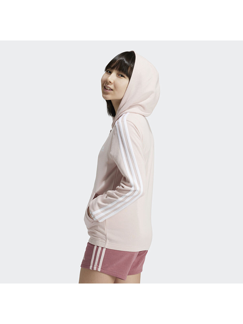 Adidas Pembe Full Zip Hoodie G 3 Stripes Kadın Pembe Kapüşonlu Ceket - 1