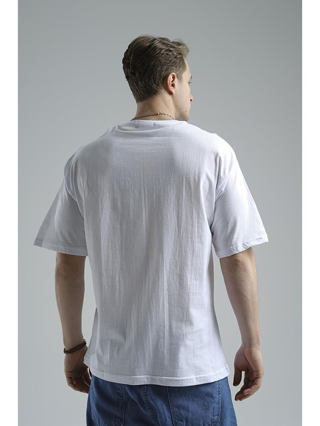 Beyaz Michelangelo Heykel Baskılı Unisex  Tişört-3