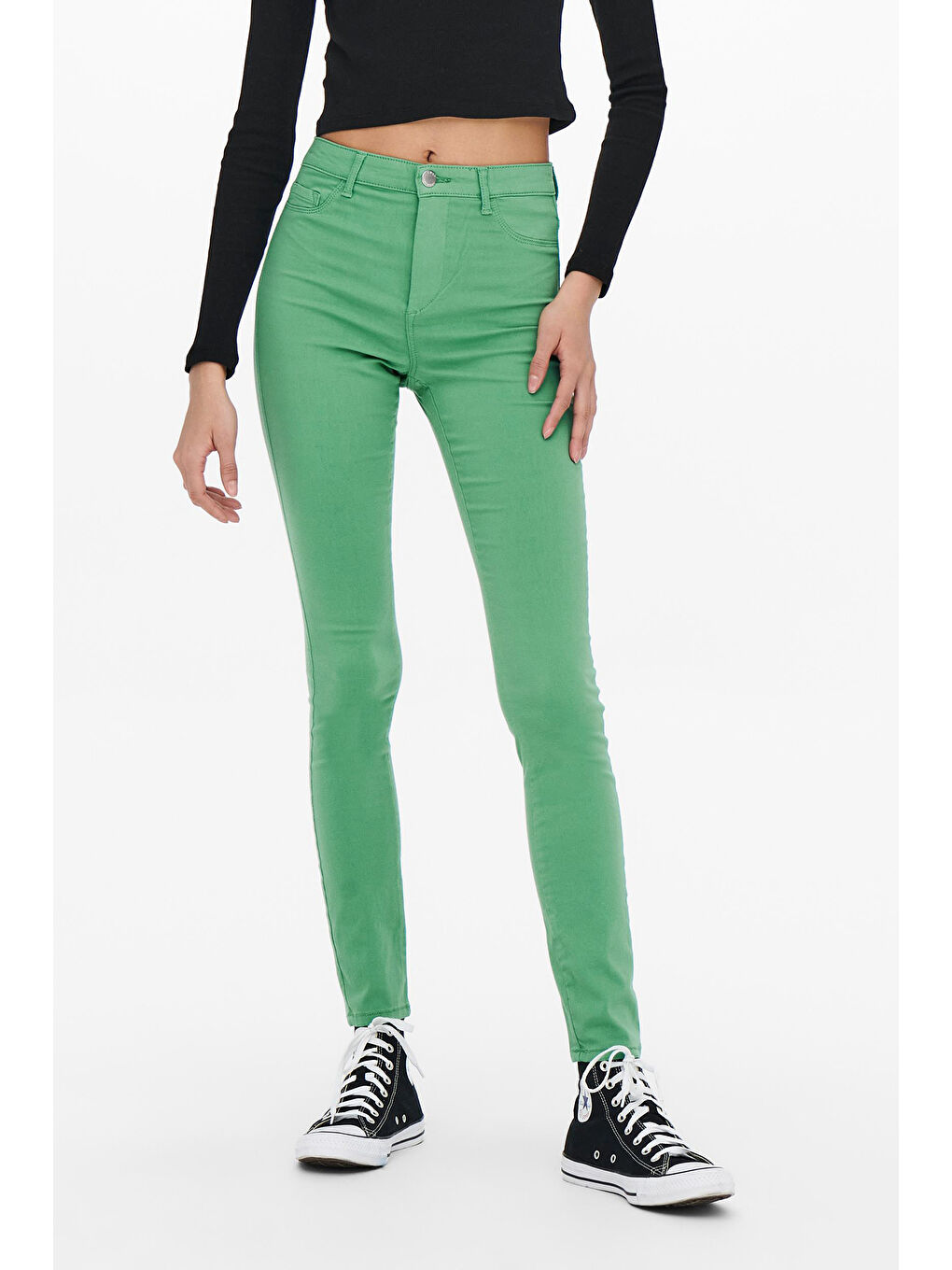 Only Koyu Mint Yeşili Yüksek Bel Skinny Fit Onlnanna Kadın Pantolon 15232465 - 1