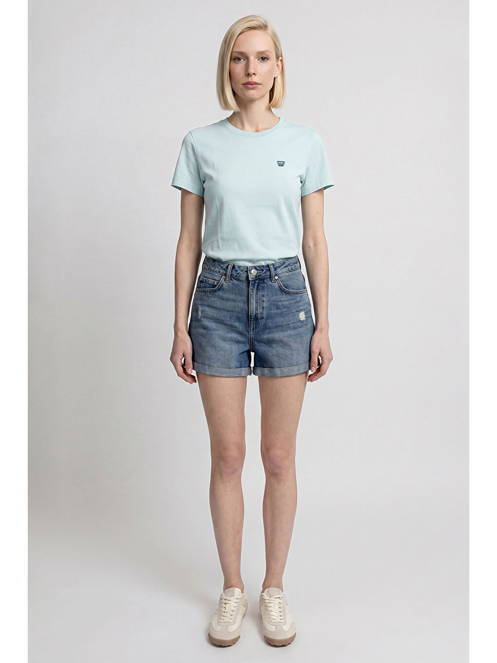 Mavi %100 Pamuk Regular Fit Normal Kesim Bisiklet Yaka Logo Detaylı Tişört-1