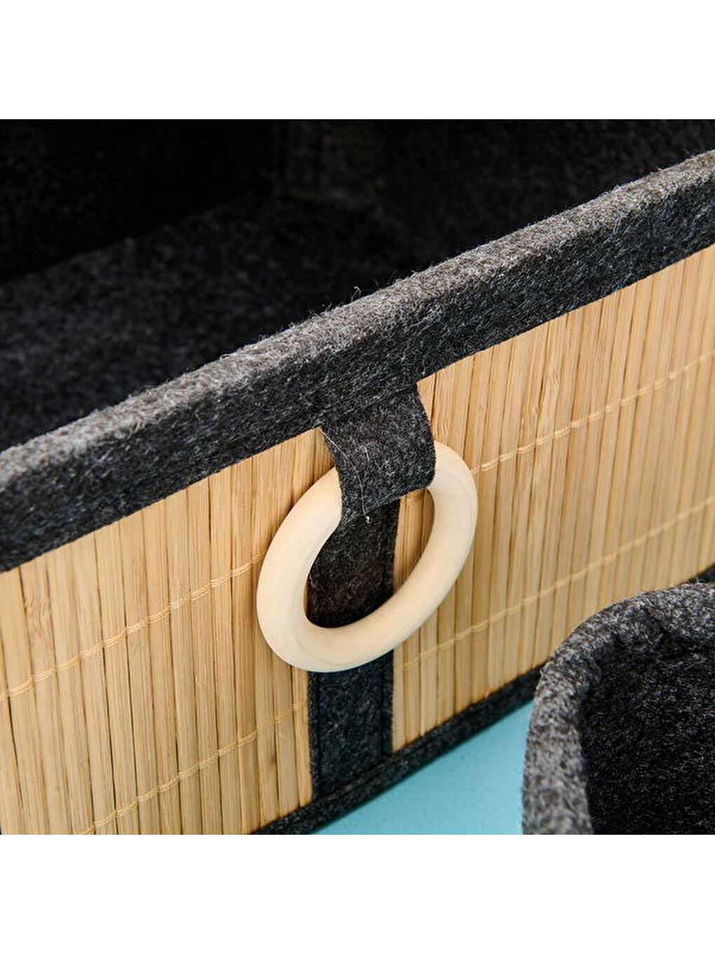 Karışık 3'lü Bambu Sepet - Kahverengi / Gri-2