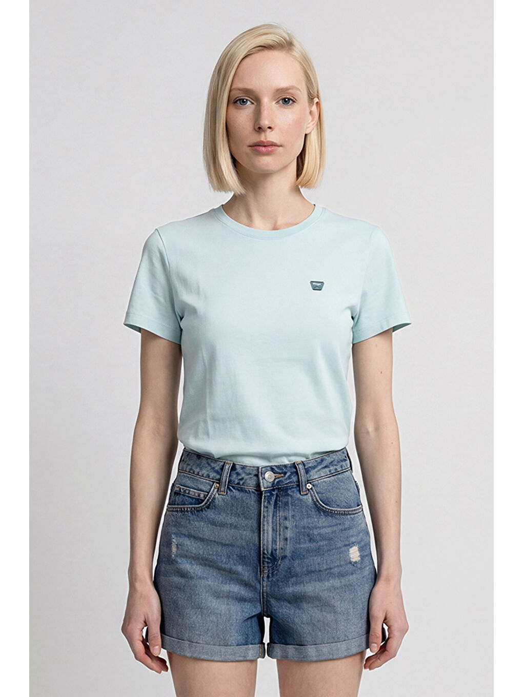 Mavi %100 Pamuk Regular Fit Normal Kesim Bisiklet Yaka Logo Detaylı Tişört-2