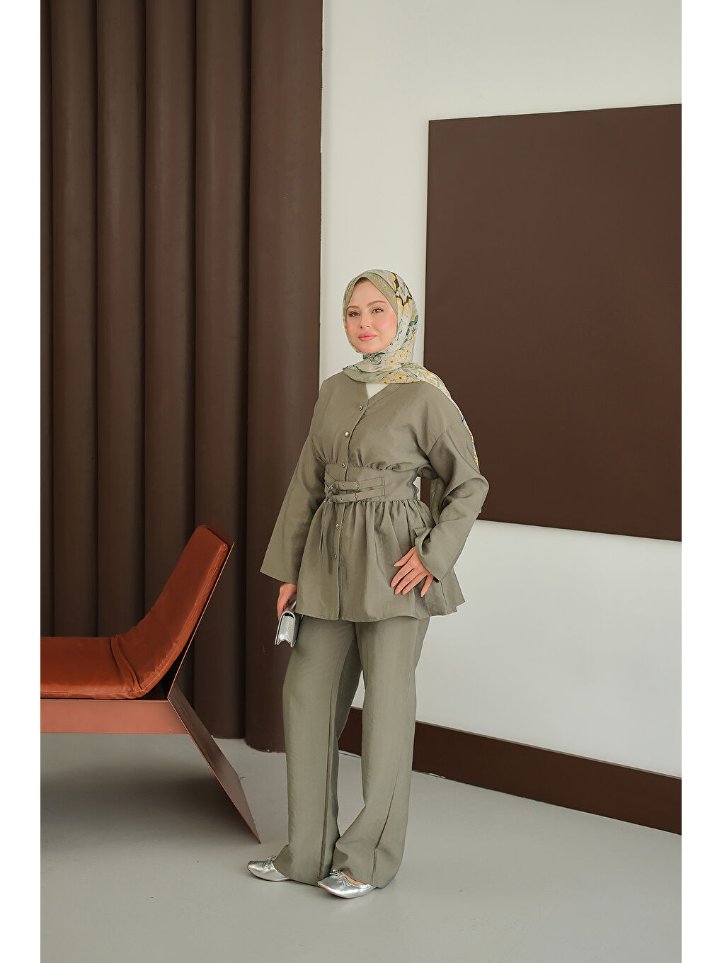 Kadın Kemer Detay İkili Takım Yeşil-1