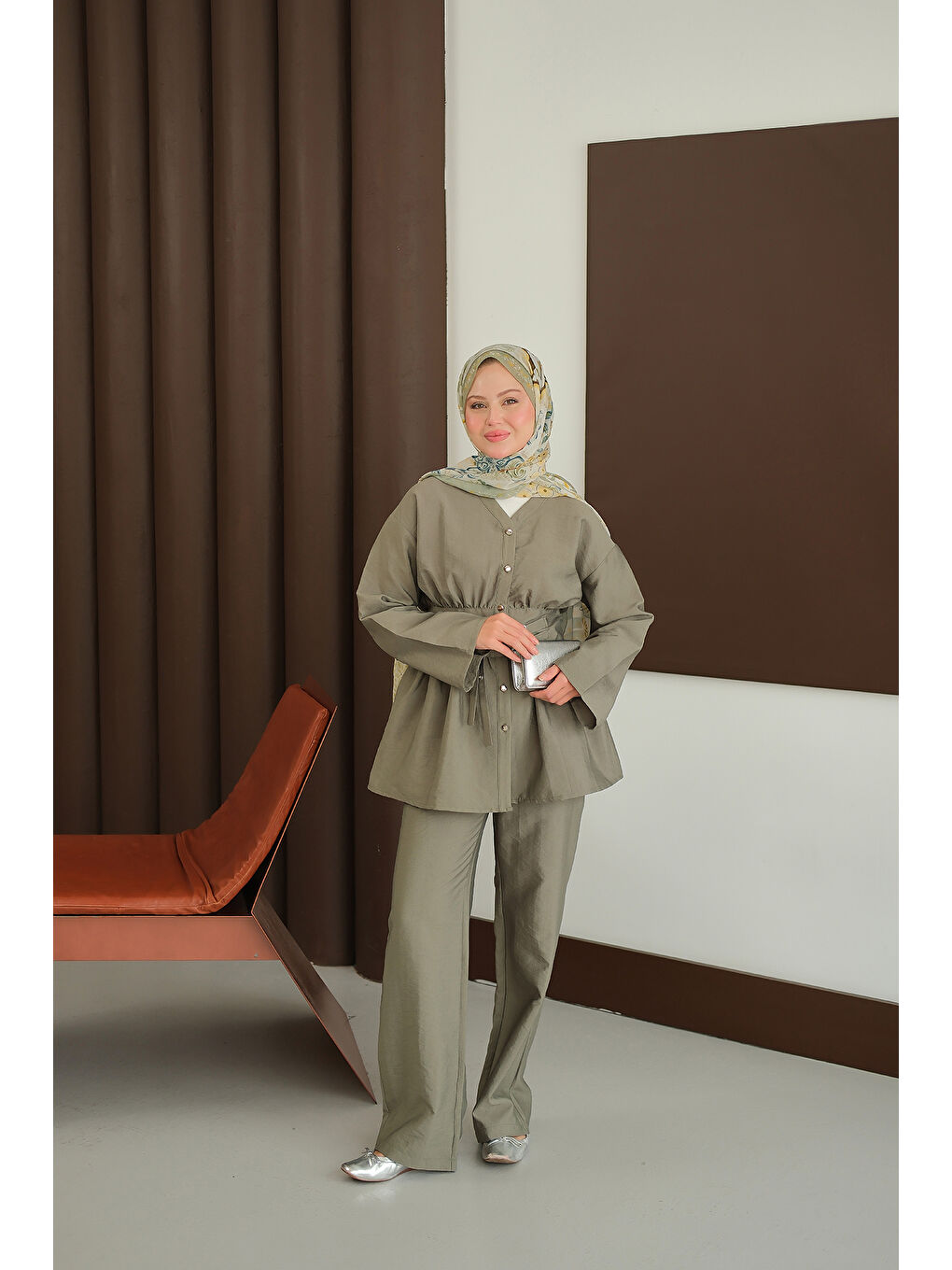 Kadın Kemer Detay İkili Takım Yeşil-2