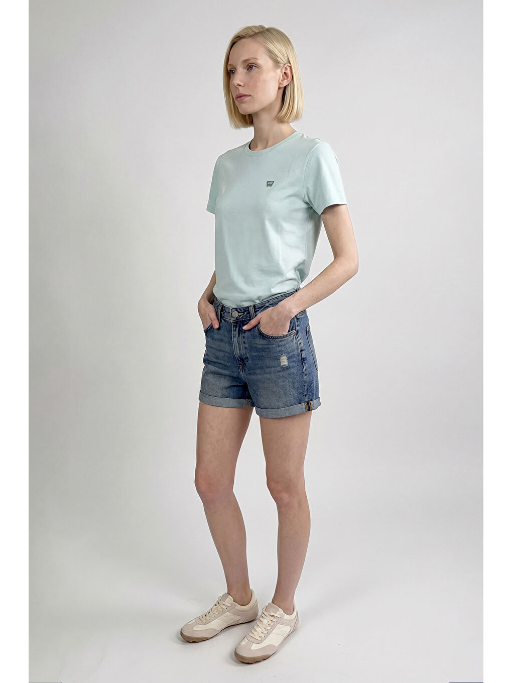 Mavi %100 Pamuk Regular Fit Normal Kesim Bisiklet Yaka Logo Detaylı Tişört-3